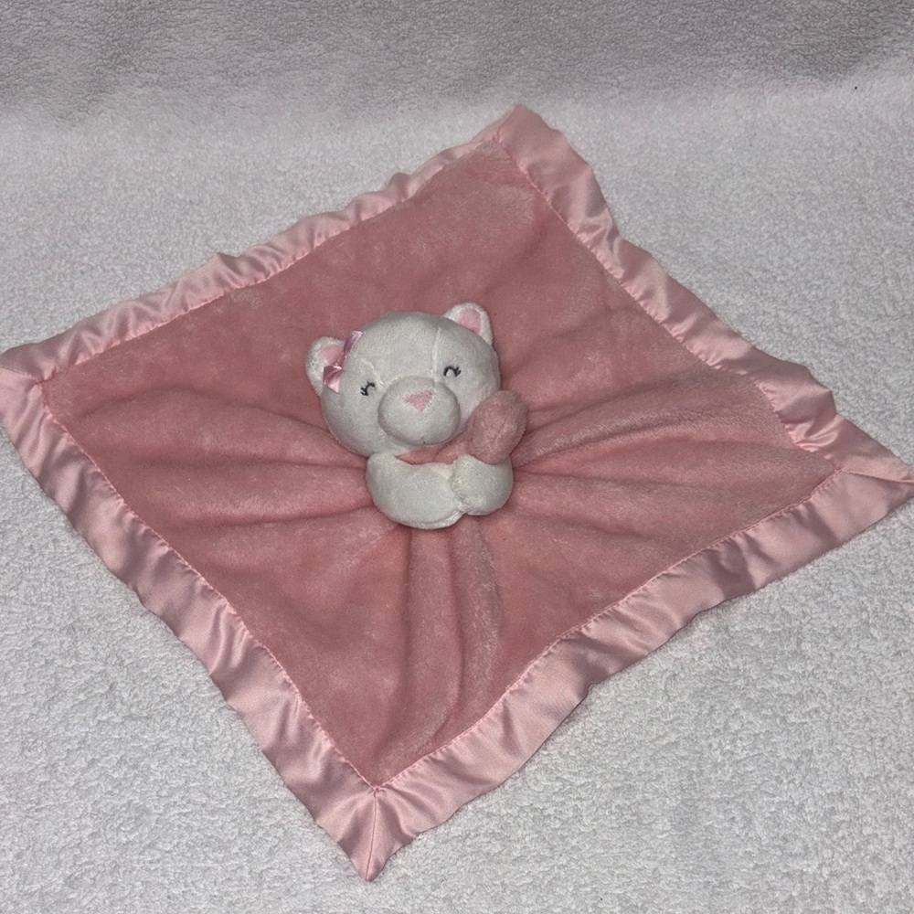 Carters Just One You Pink White Lovey  Bear Plush Baby Security Blanket